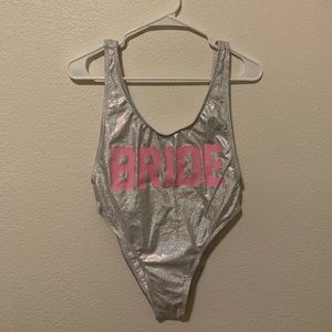 Sparkly Silver High Cut Bride Swimsuit